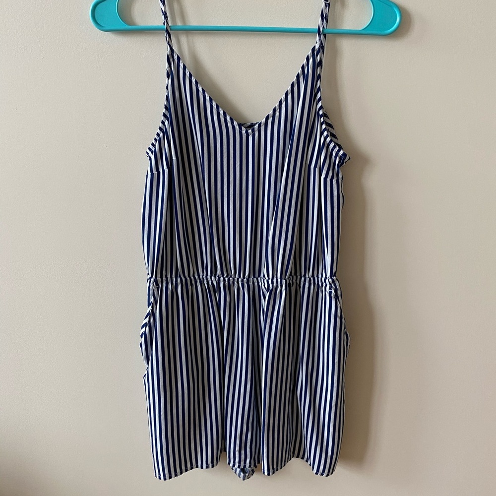 Navy Blue/White stripped romper
